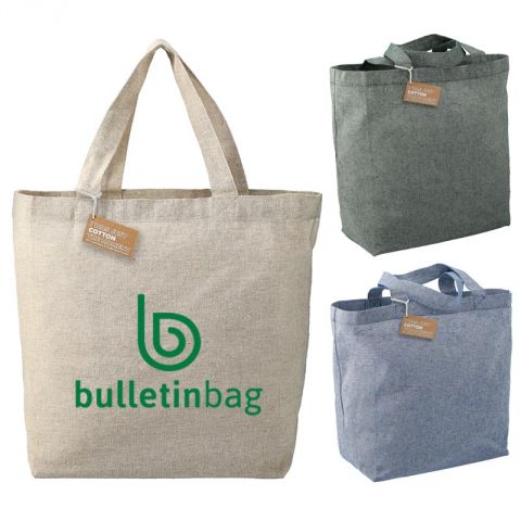 Recycled Cotton Twill Tote, Reusable Bags Made from Recycled Materials