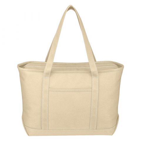 Large Heavy Canvas Boat Tote with Zipper