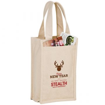 Cotton Two Bottle Wine Bag