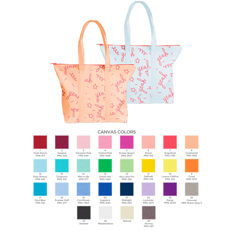Large Colored Cotton Tote Custom Made in USA Bags Bulletin Bag